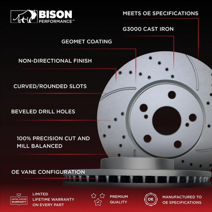 Bison Performance Front Drill Coat Brake Disc for BMW E82 E88 E90 E92 E93 (300mm)