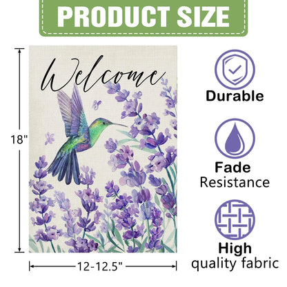 Decorative Garden Flag for Hummingbird Lavender (Spring Summer)