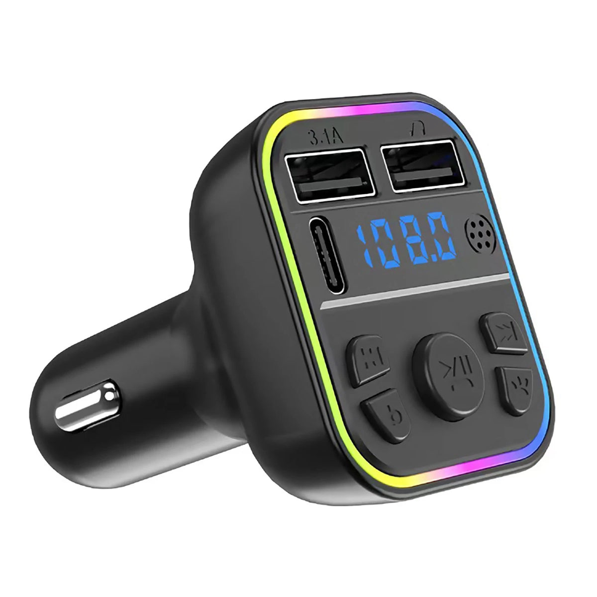 FM Transmitter Adapter for Car (Type-C, Dual USB, Fast Charger)