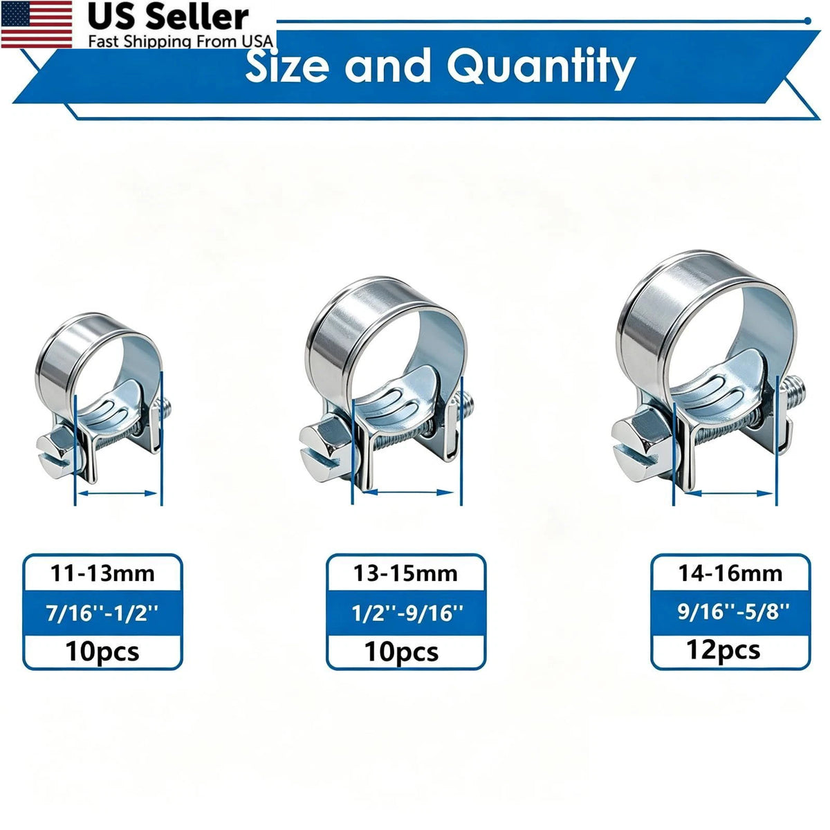 32Pcs Fuel Line Clamps for Various Vehicles (11-16mm, Silver)