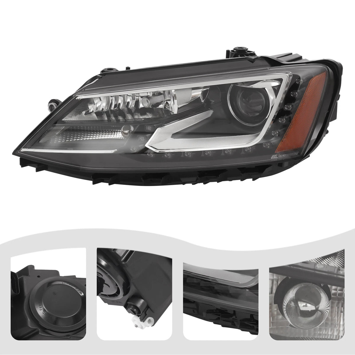 Headlight for VW Jetta (2015–2018) Xenon/HID Left Driver Side w/LED DRL