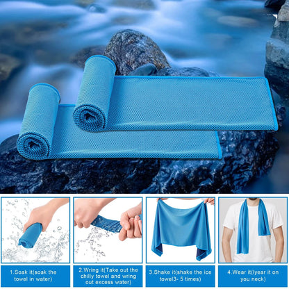 4 Pack Cooling Towel (40"x12") - Soft Breathable Ice Towel
