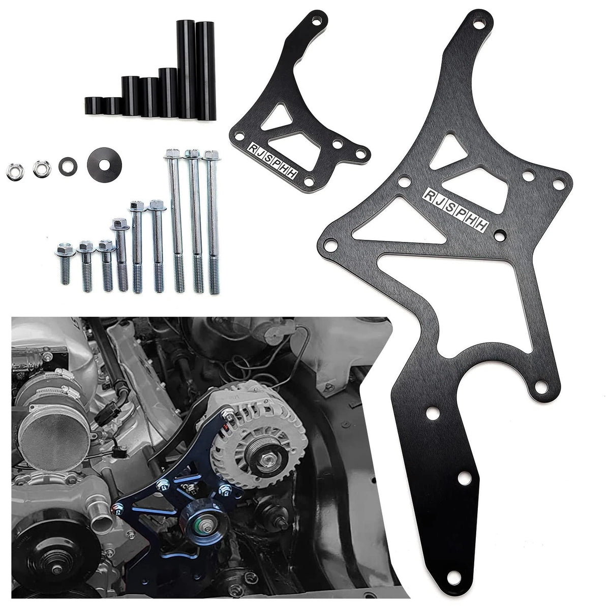 Serpentine Bracket for LS Engine Alternator & Power Steering Pump (Black)