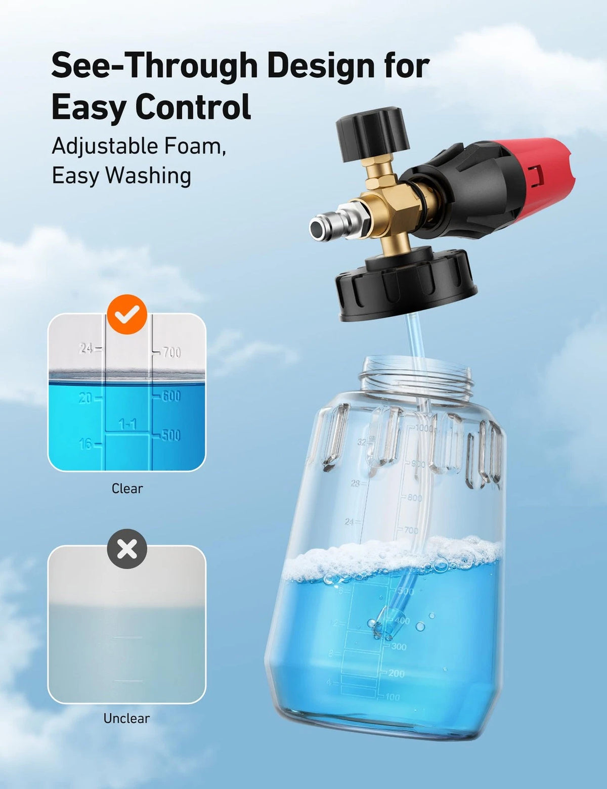 Foam Cannon for Pressure Washer 1L Bottle (No Tips)
