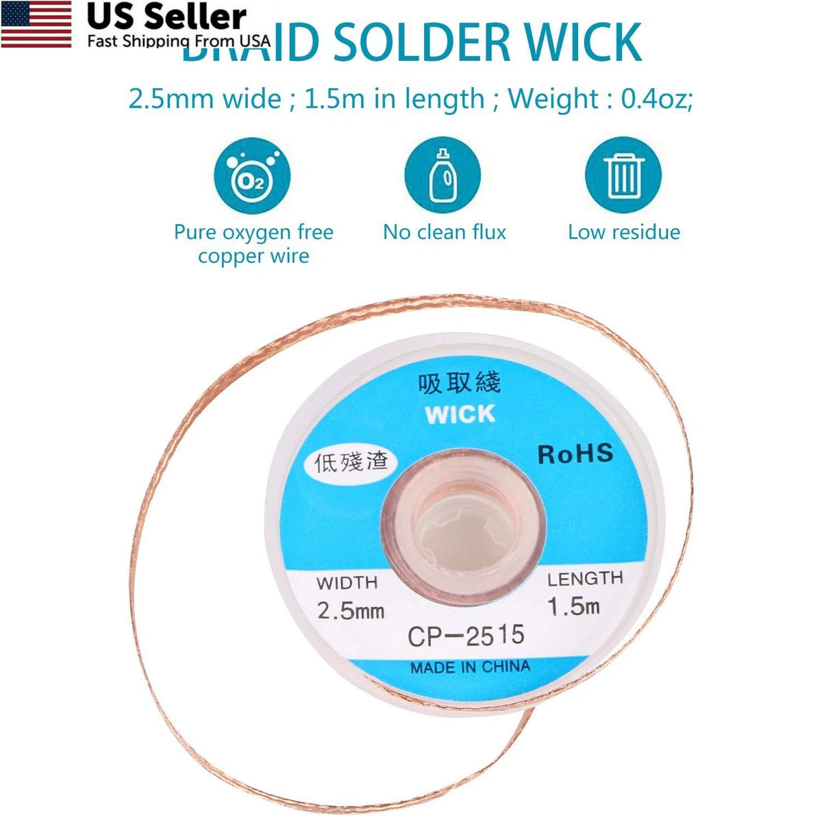 Desoldering Wick 2.5mm Width for Soldering (1.5m)