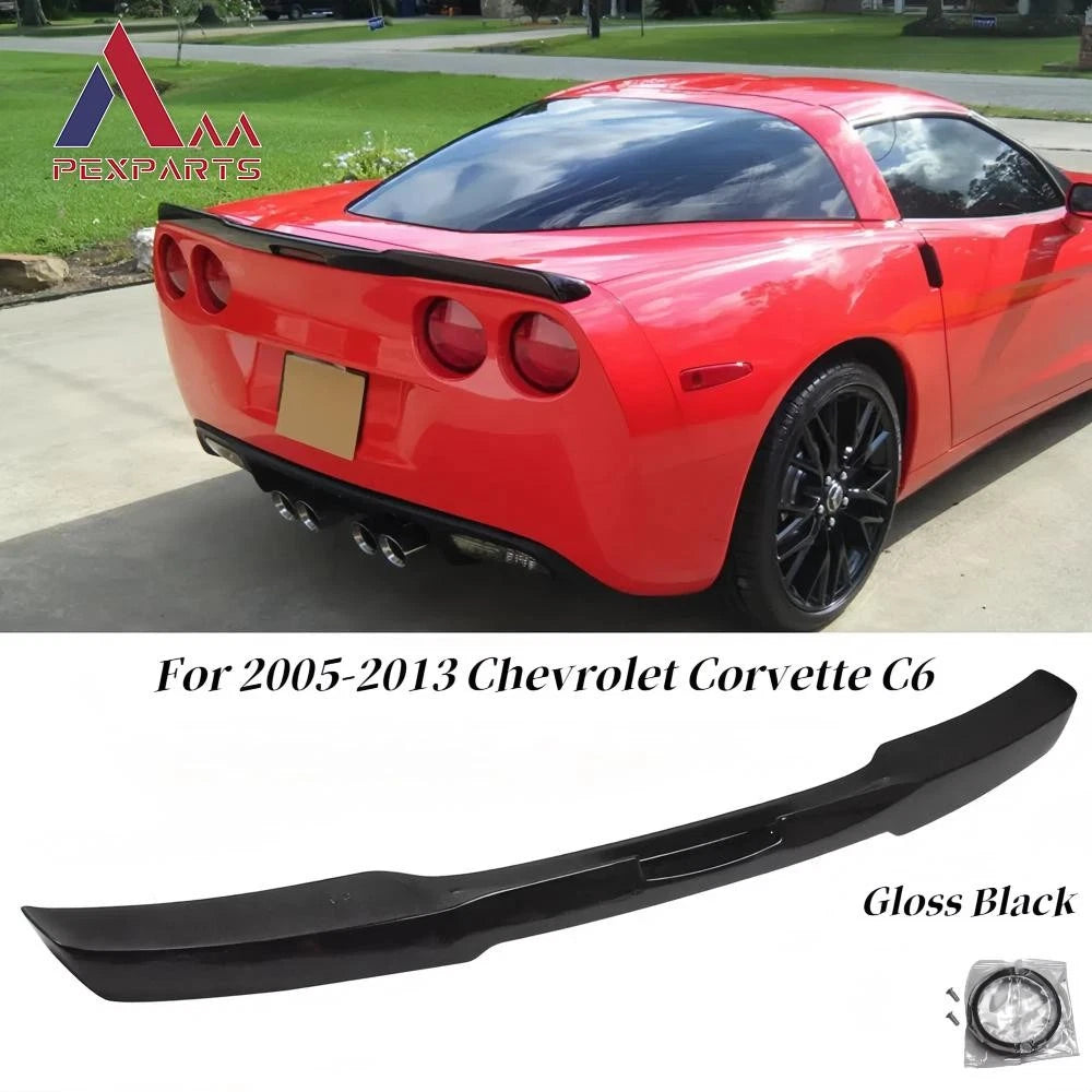 Rear Trunk Wing Spoiler for Chevrolet Corvette C6 (2005–2013) 05 06 07 08 09 10 11 12 13 Gloss Black