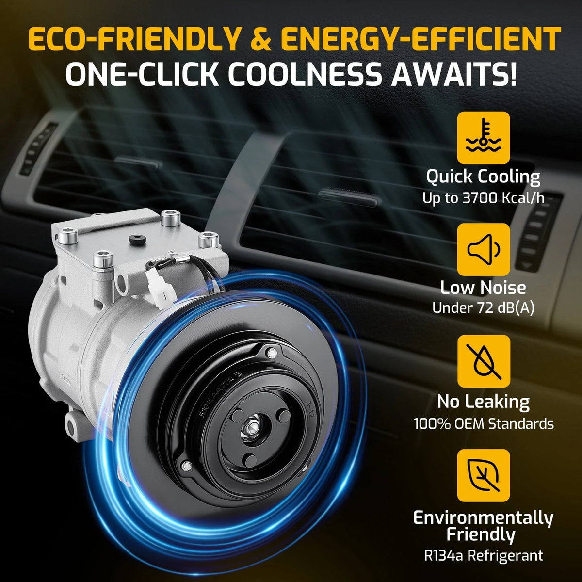 A/C Clutch and Compressor Assembly for Toyota 4Runner V6 3.4L (1996-2002)