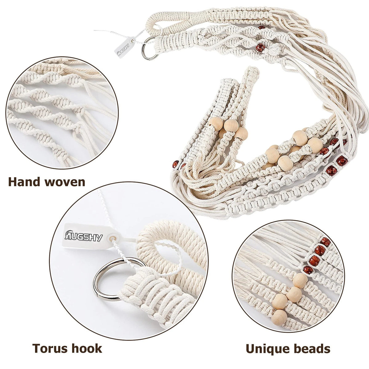 2X Macrame Plant Hanger for (35 Inches, White)