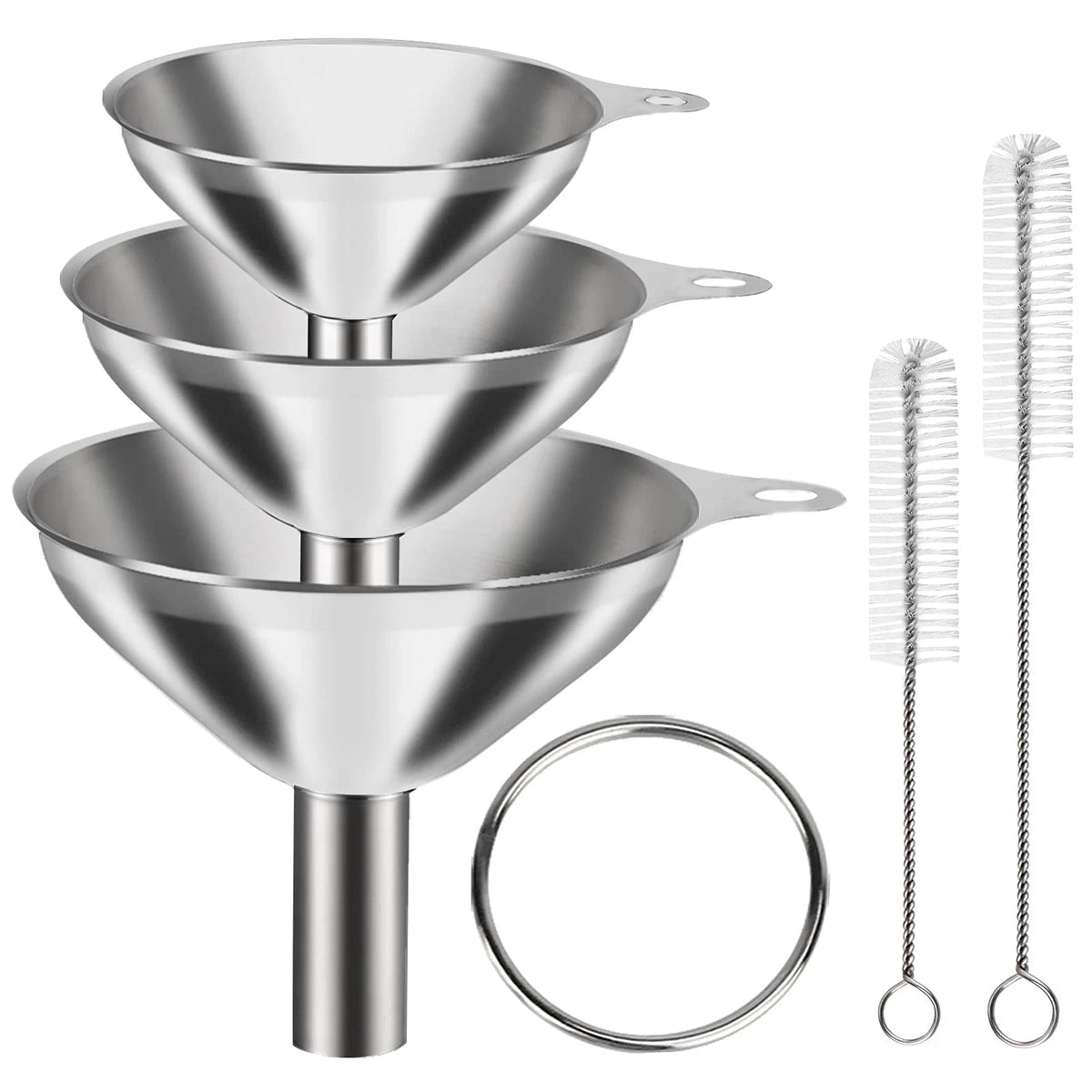 6 Pcs Stainless Steel Mini Funnels for Kitchen Use