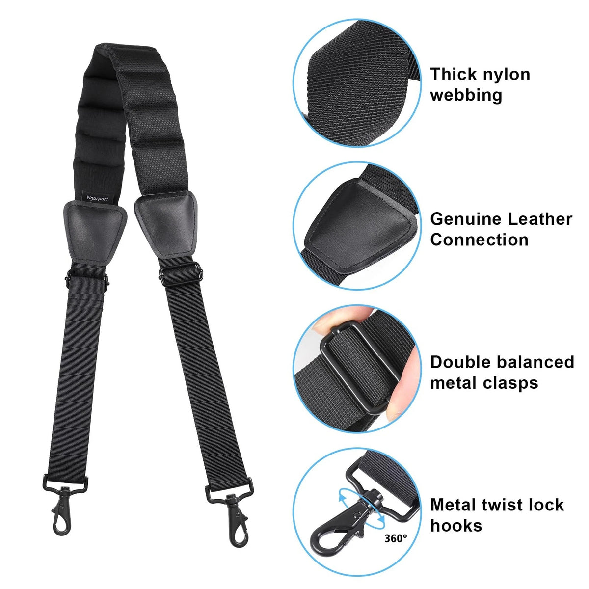 Shoulder Strap for Universal Luggage Bag Replacement (59” Length)