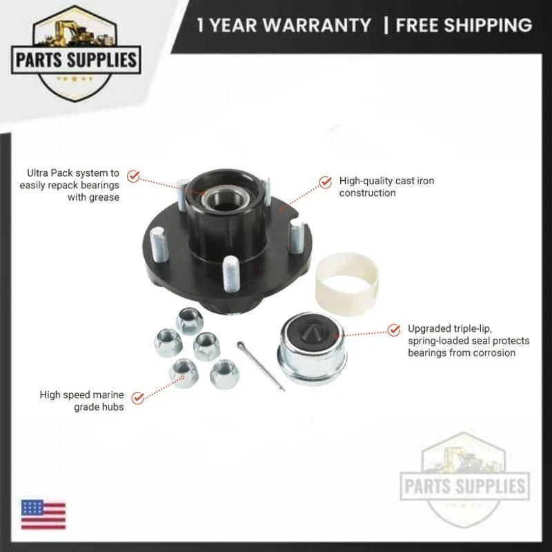 Ultra-Tow XTP Ultra-Pack Trailer Hub 5 on 4-1/2" 1250-Lb for Trailer