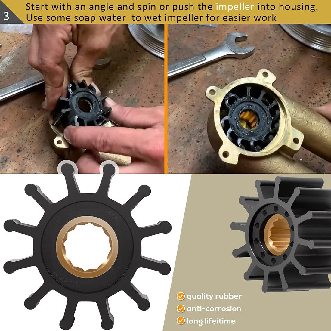 Raw Sea Water Pump Repair Kit for Volvo Penta 5.0Gi 5.0GL 5.0GXi 5.0OSi