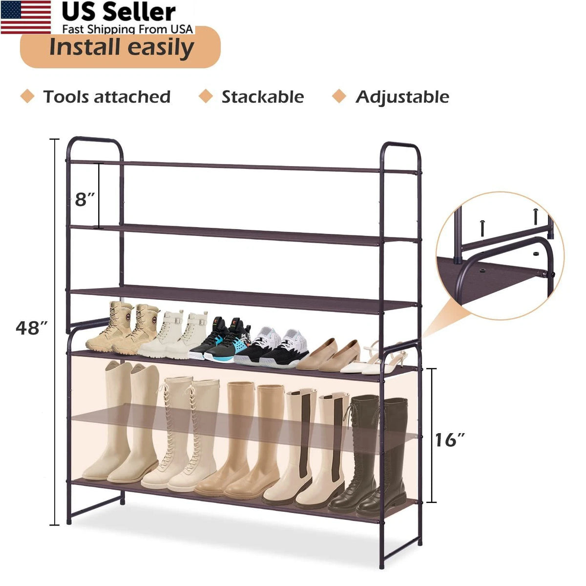 3 Tier Shoe Rack for Closet Organizer Storage (2010–2023)