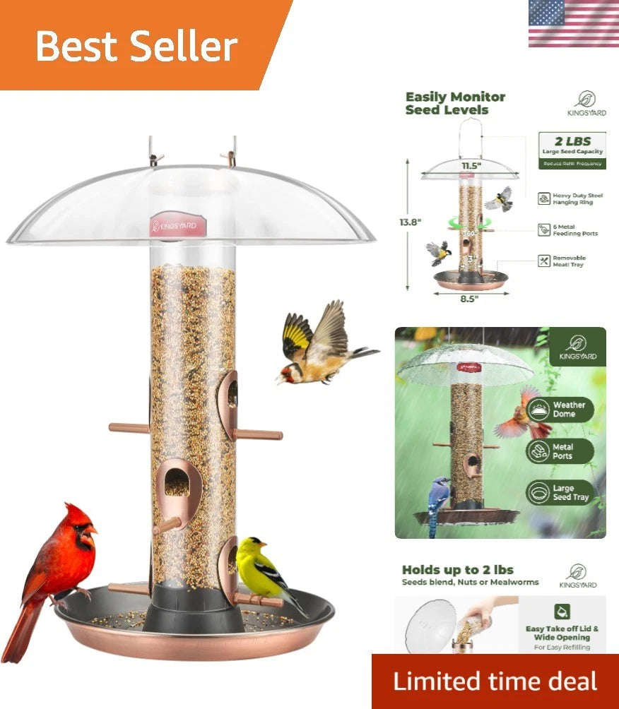 Large Protective Dome Bird Feeder with Removable Tray (Versatile Yard Decor)
