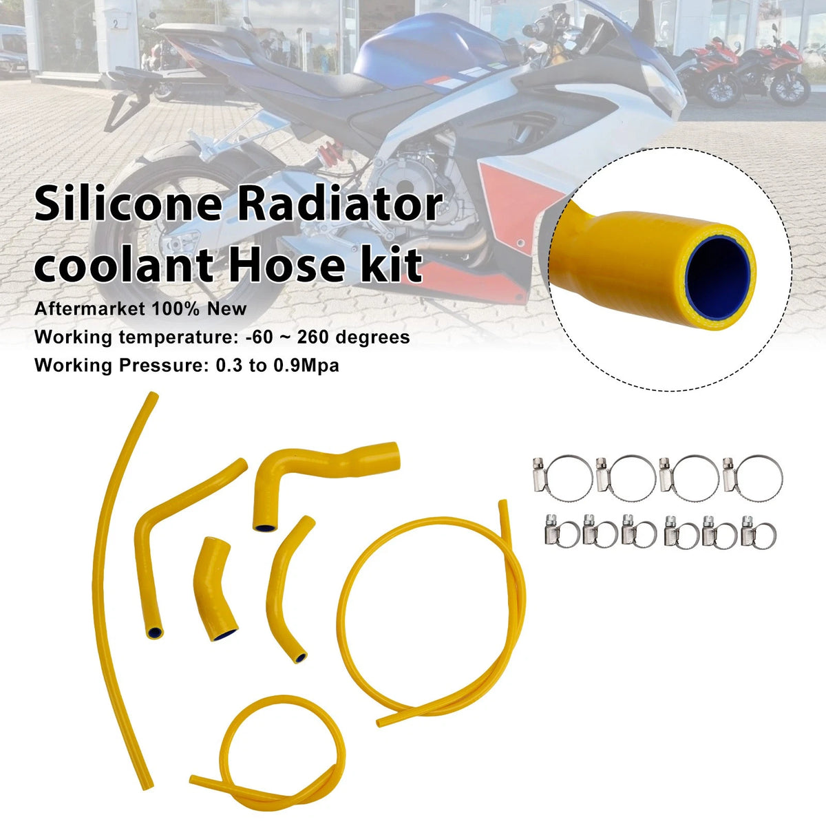 Silicone Radiator Coolant Hose for Aprilia RS 660 (2021–2025) M504-B015-YEL