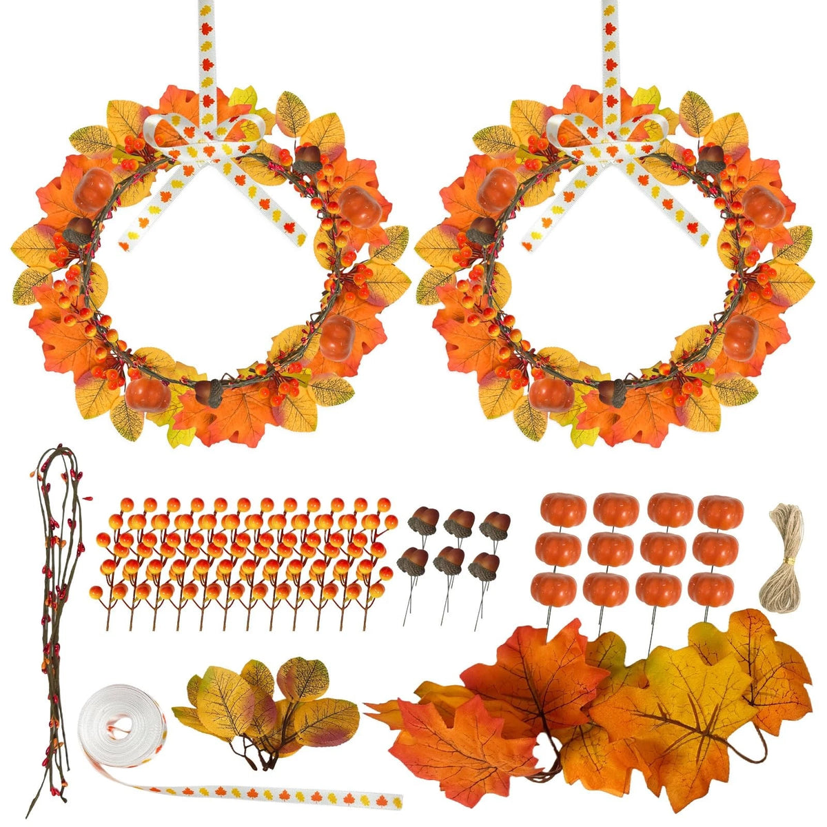 178 PCS Mini Fall Wreath Decorations Kits for DIY Thanksgiving Decor