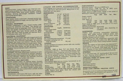 Sales Folder for 1968 Bond Equip 2-Litre GT