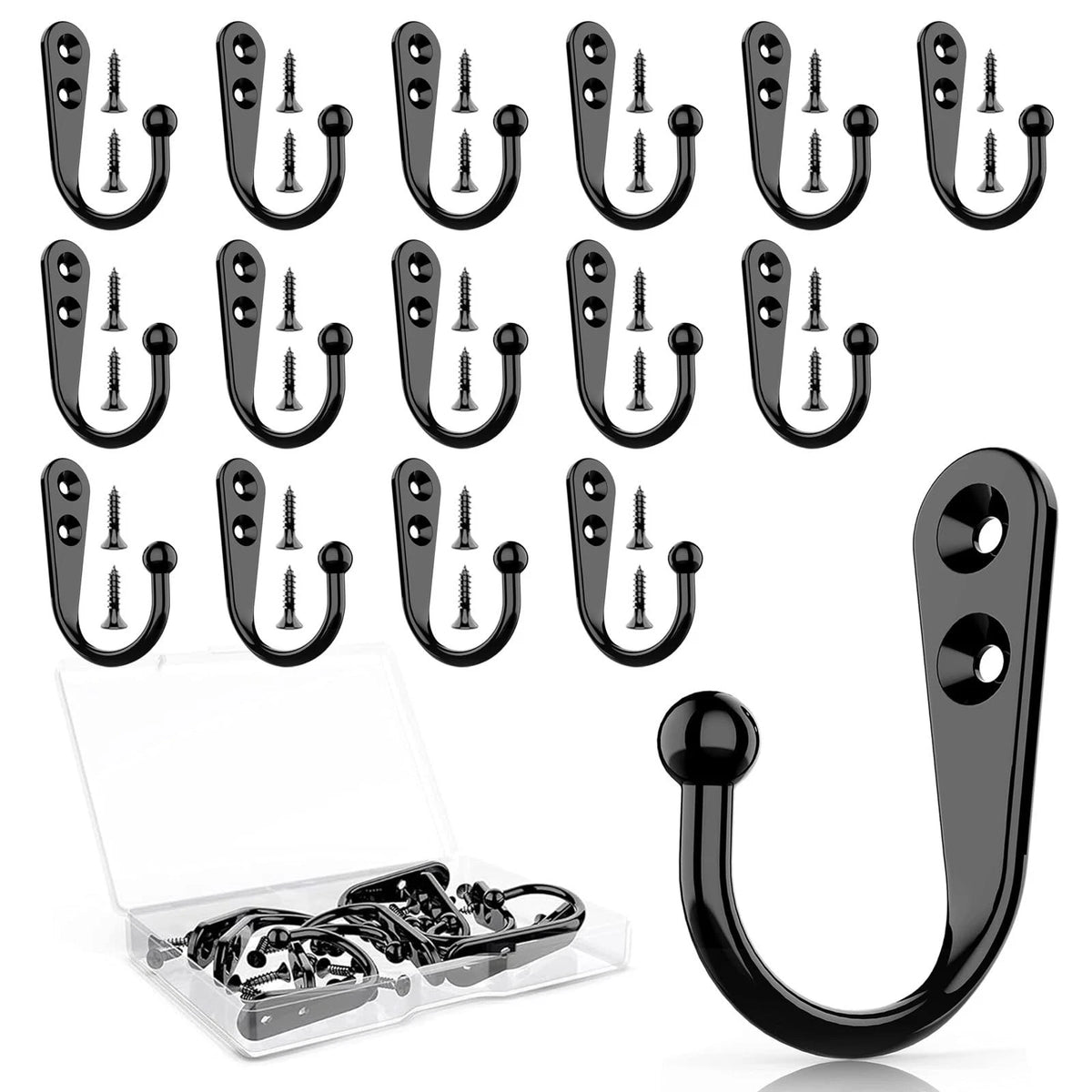 15 Pcs Heavy Duty Zinc Iron Coat Hooks for Closet Hanging