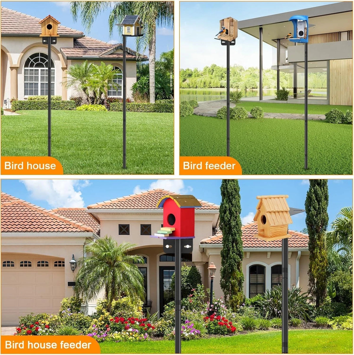 2X 80 Inch Adjustable Bird Feeder Pole - Rustproof Design