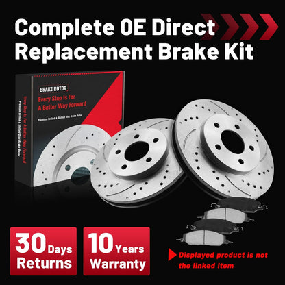 Brake Rotors & Pads Set for Buick Lucerne 2006-2011, Front Drilled
