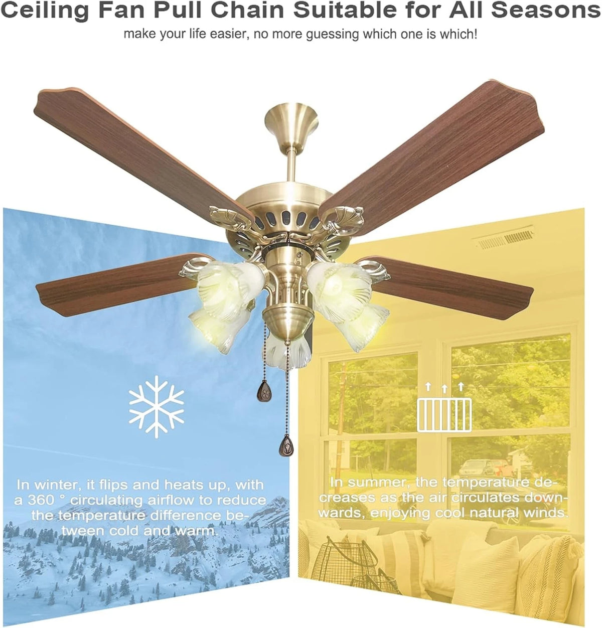 4X Ceiling Fan Pull Chain Extension for Universal Use (12 Inches, Dark Bronze)