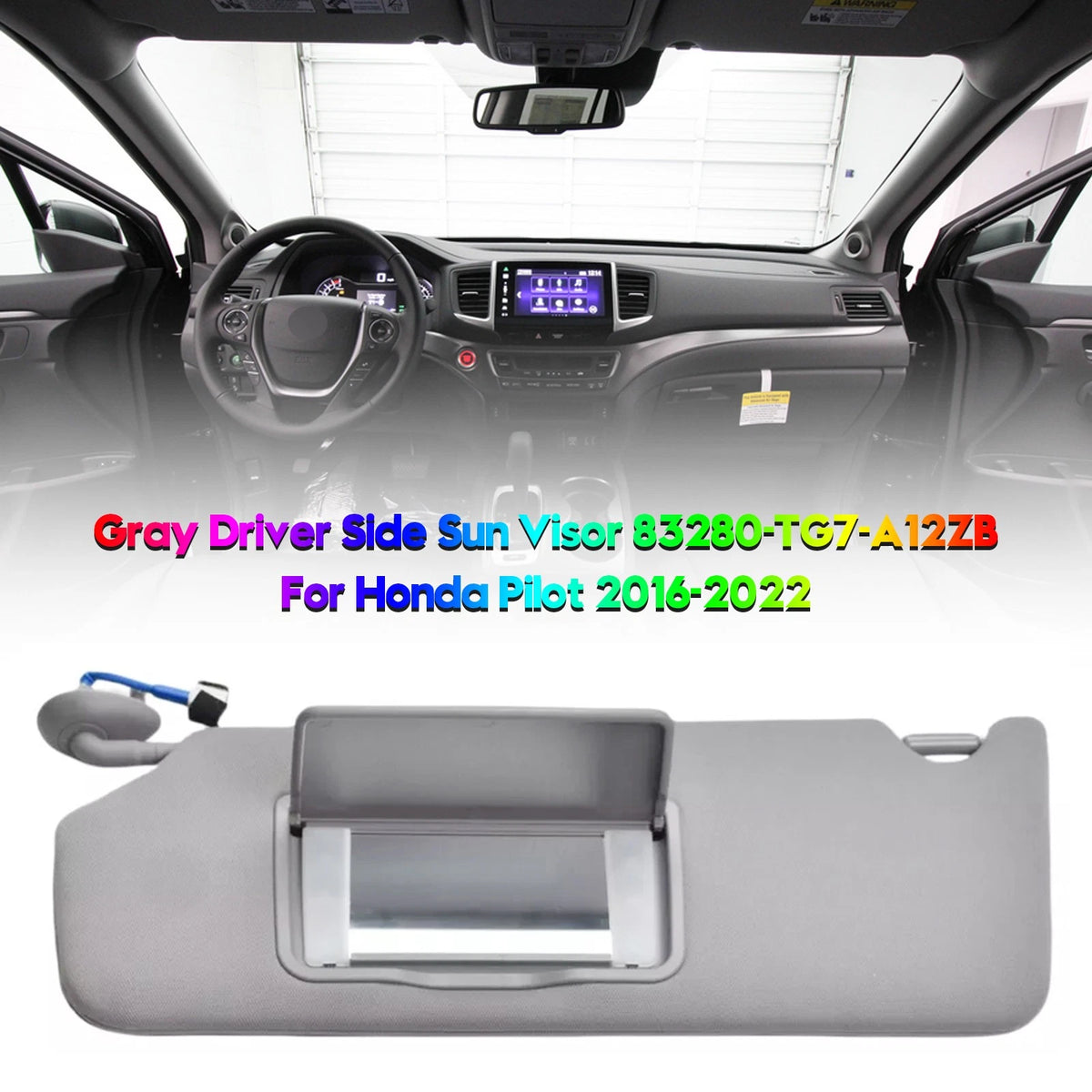Gray Left Side Sun Visor for Honda Pilot (2016–2022) 83280-TG7-A12ZB