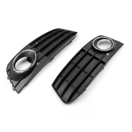 1 Pair Matte Black Front Bumper Fog Light Grille Cover for Audi A4 (2009–2011) Grille-037-Black