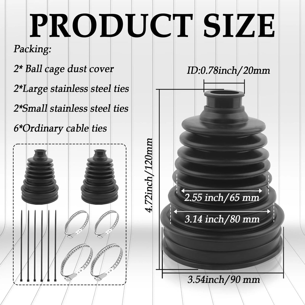 2PCS CV Boot for Universal Applications (4.72x3.54x3.54 inch)