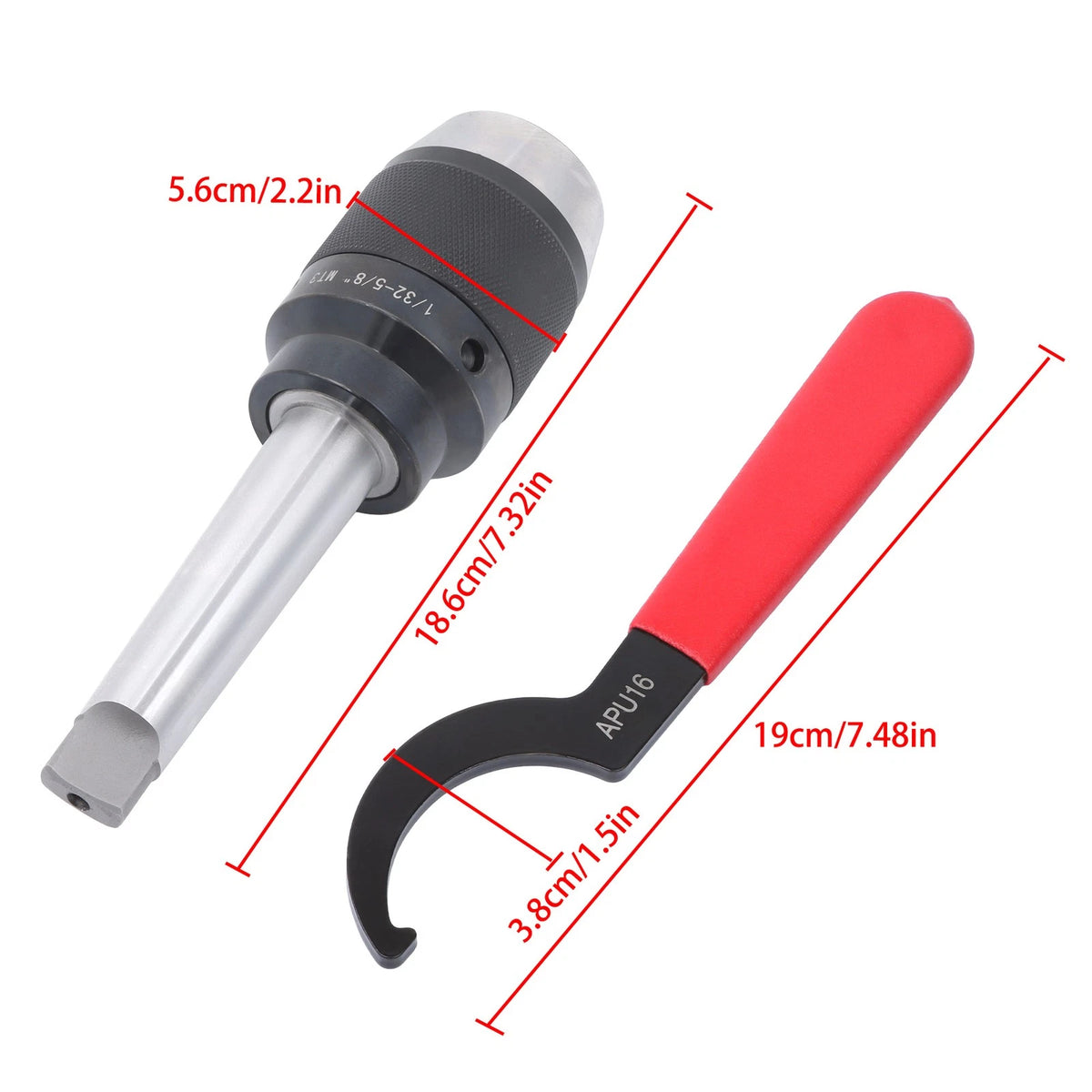 1/32" - 5/8" Keyless Drill Chuck with Taper 3 MT3 Integral Shank