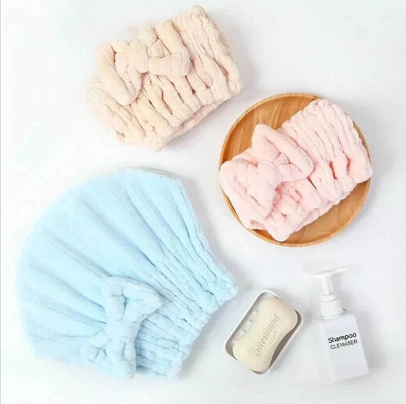 Absorbent Quick-Dry Women's Bow French Drying Cap - Thick Cute Turban
