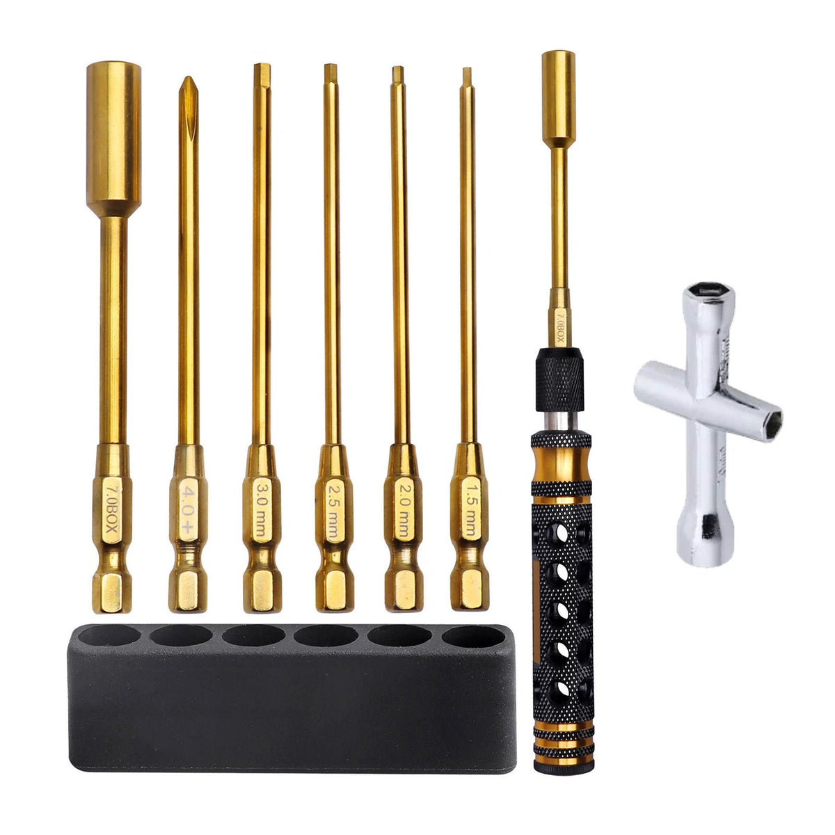 Hex Driver Set for Precision RC (1.5-3.0mm Bits, 7mm Nut Driver)