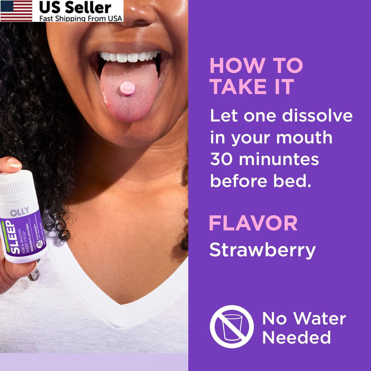 Olly Sleep Fast Dissolve 3mg Melatonin Strawberry 30ct