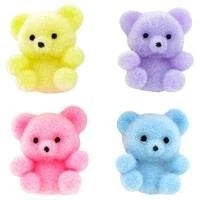 Set of 4 Miniature Assorted Pastel Flocked Teddy Bears
