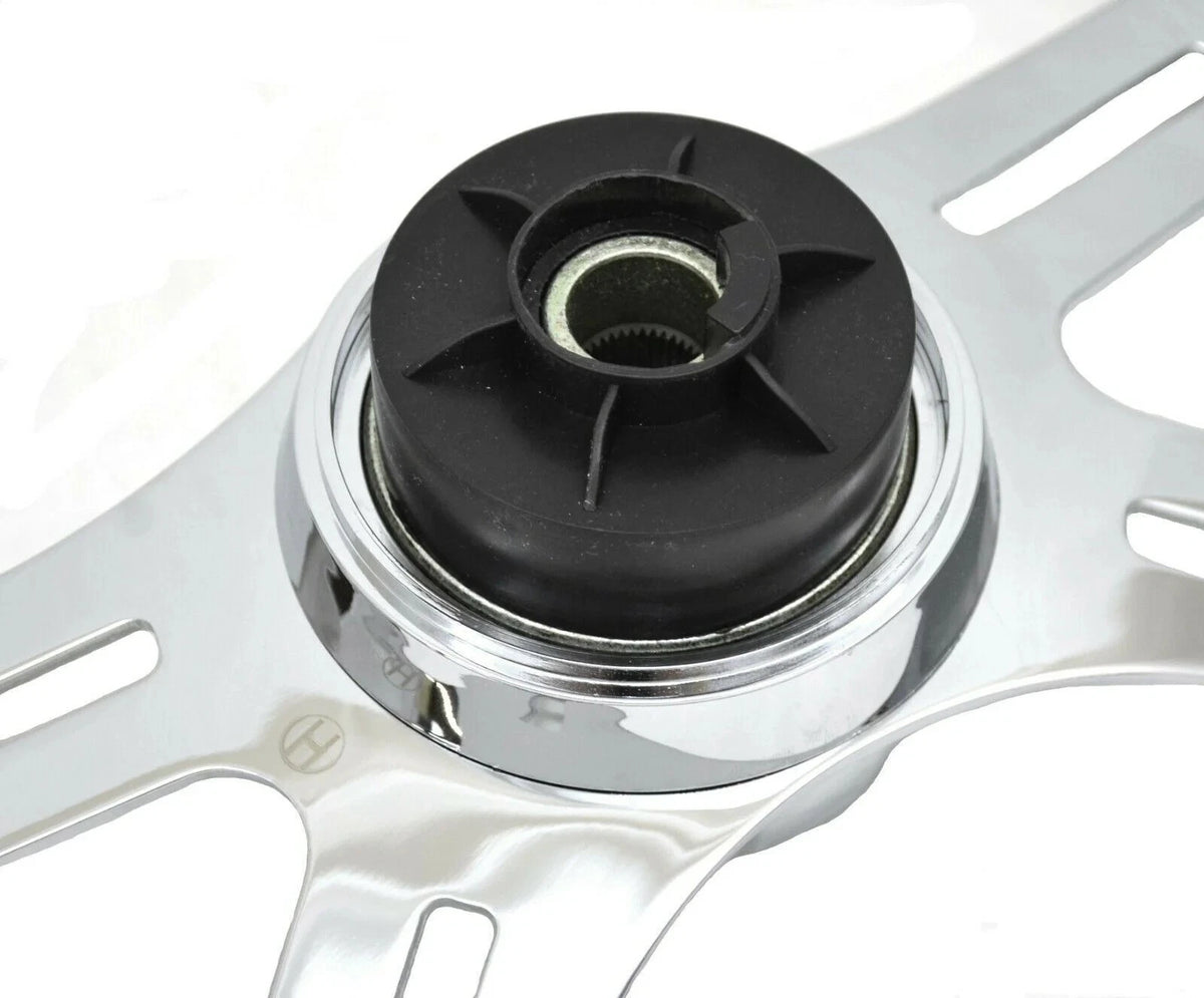 4-Spoke Steering Wheel w/Hub for Peterbilt (1998–2005) SW-AP-BLKWHT-X, PB-HUB98UP