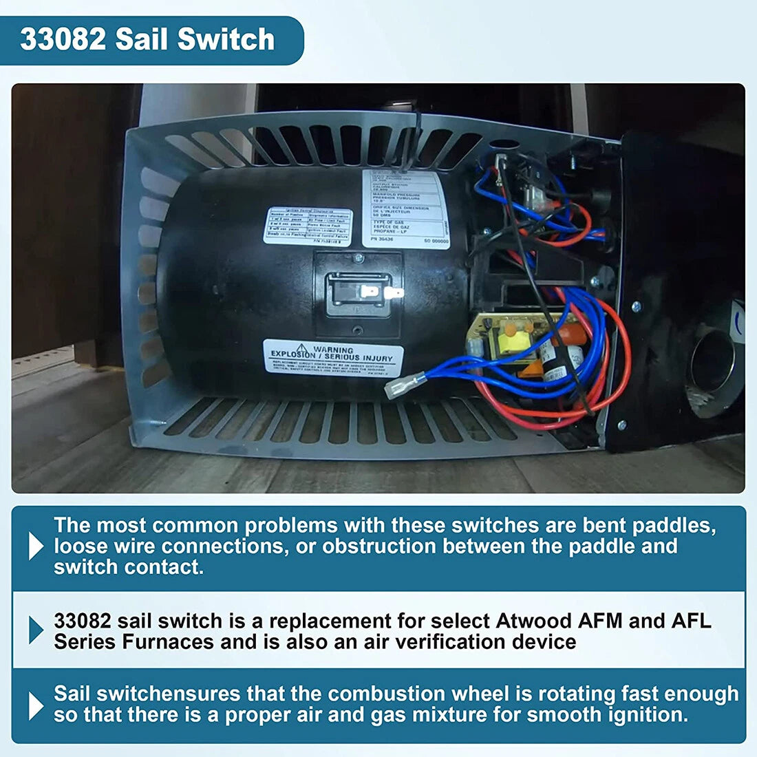 Sail Switch with Upgrade Bracket Kit for Dometic Atwood RV Furnace (33082)