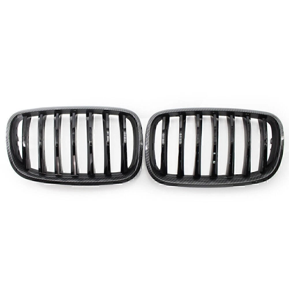 Gloss Black Carbon Style Grille for BMW X5 X6 E70 E71 (2008–2013)