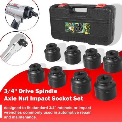 8Pc Jumbo Deep Impact Socket Set 3/4" Drive 6 Point 2-1/16" to 2-1/2"