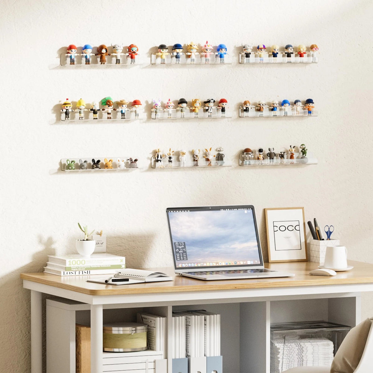 Set of 6 Clear Acrylic Shelves for Wall Display (12")