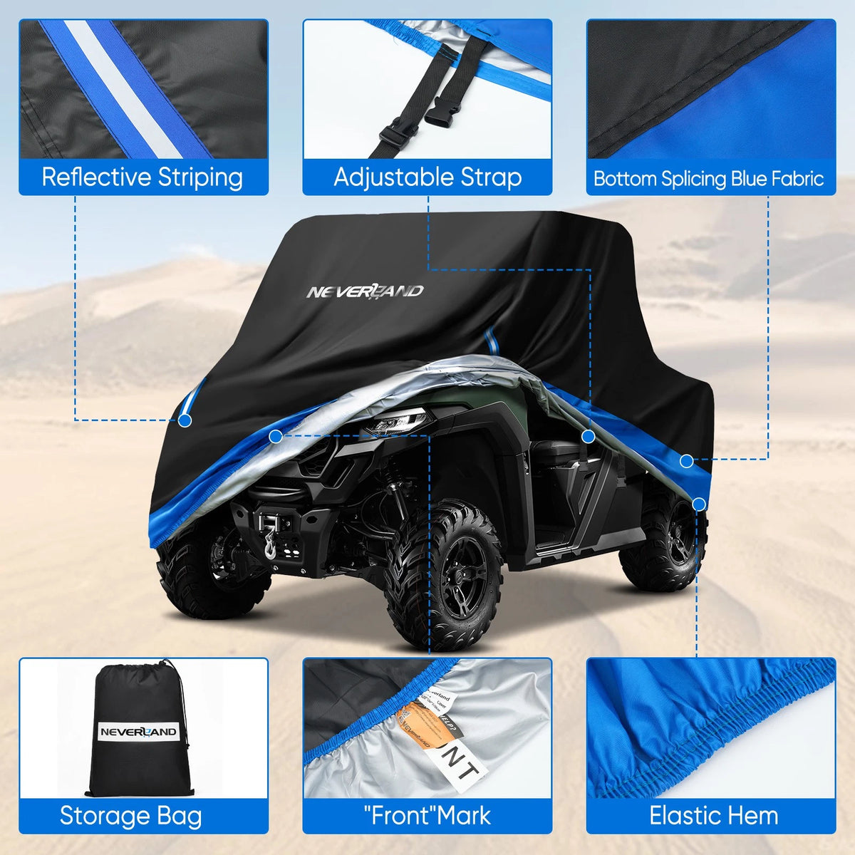 Waterproof UTV Cover for Polaris Can-Am Yamaha Kawasaki (NEV A302-16-B)