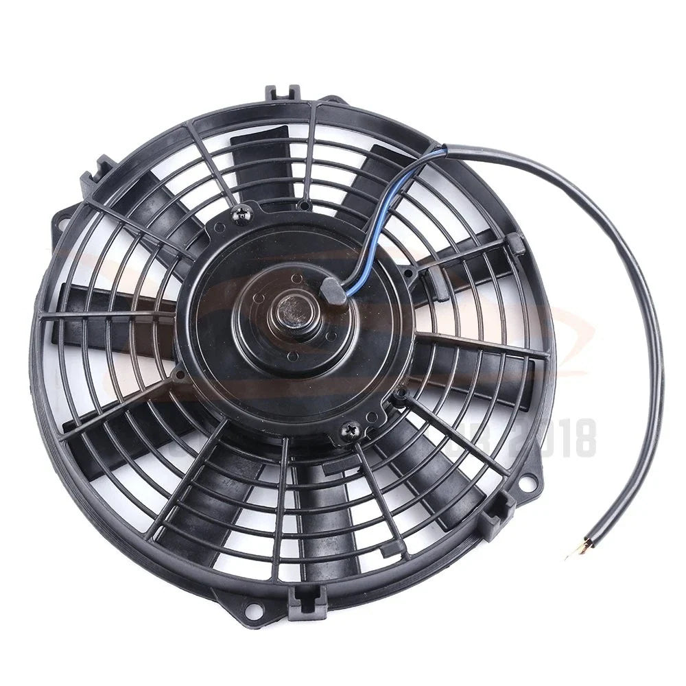 9" Black Universal Plastic Slim Radiator Cooling Fan Mount Kit 12V