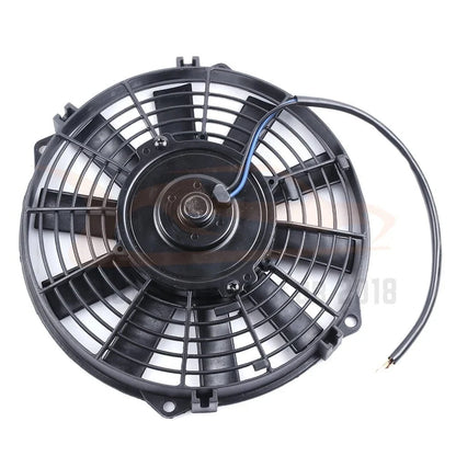 9" Black Universal Plastic Slim Radiator Cooling Fan Mount Kit 12V