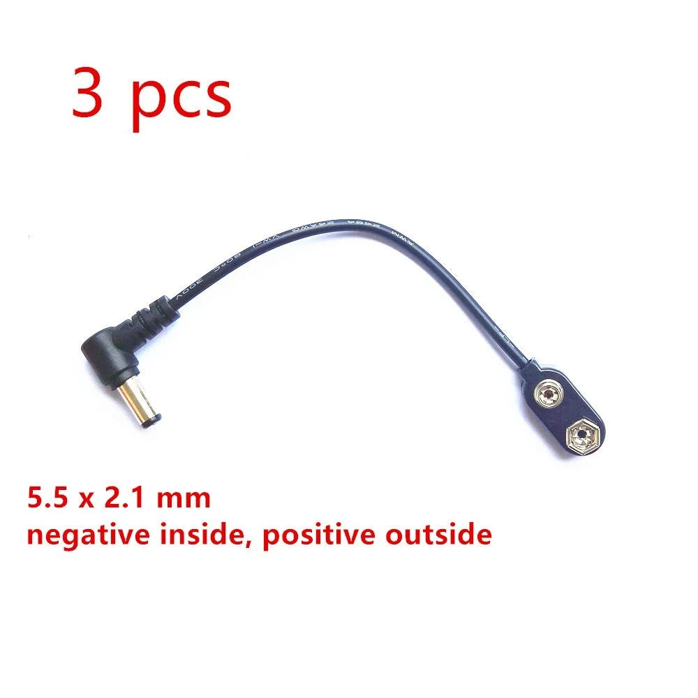 3Pc 9V Battery Clip Connector Cable for Guitar Effects Pedal