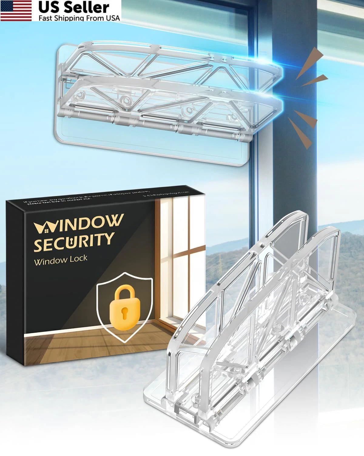 Sliding Door Lock for Glass Windows - 2 Pack