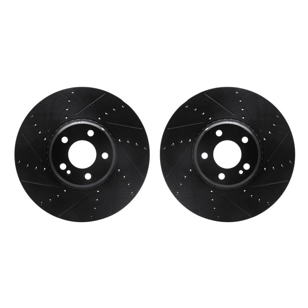 Rotor Set for Mercedes-Benz E300 (2017) - Drilled and Slotted, Black, ALX-PAU-DF-8002-63033-CLA4