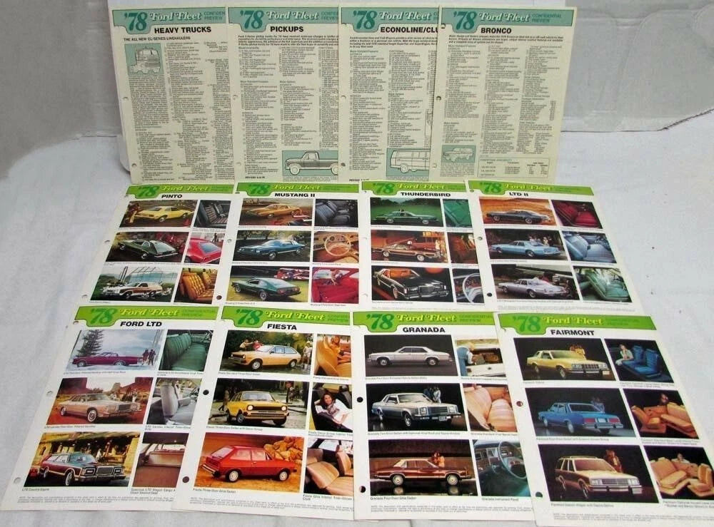 Preview Sheets for 1978 Ford Bronco Ranchero Pickups Econoline