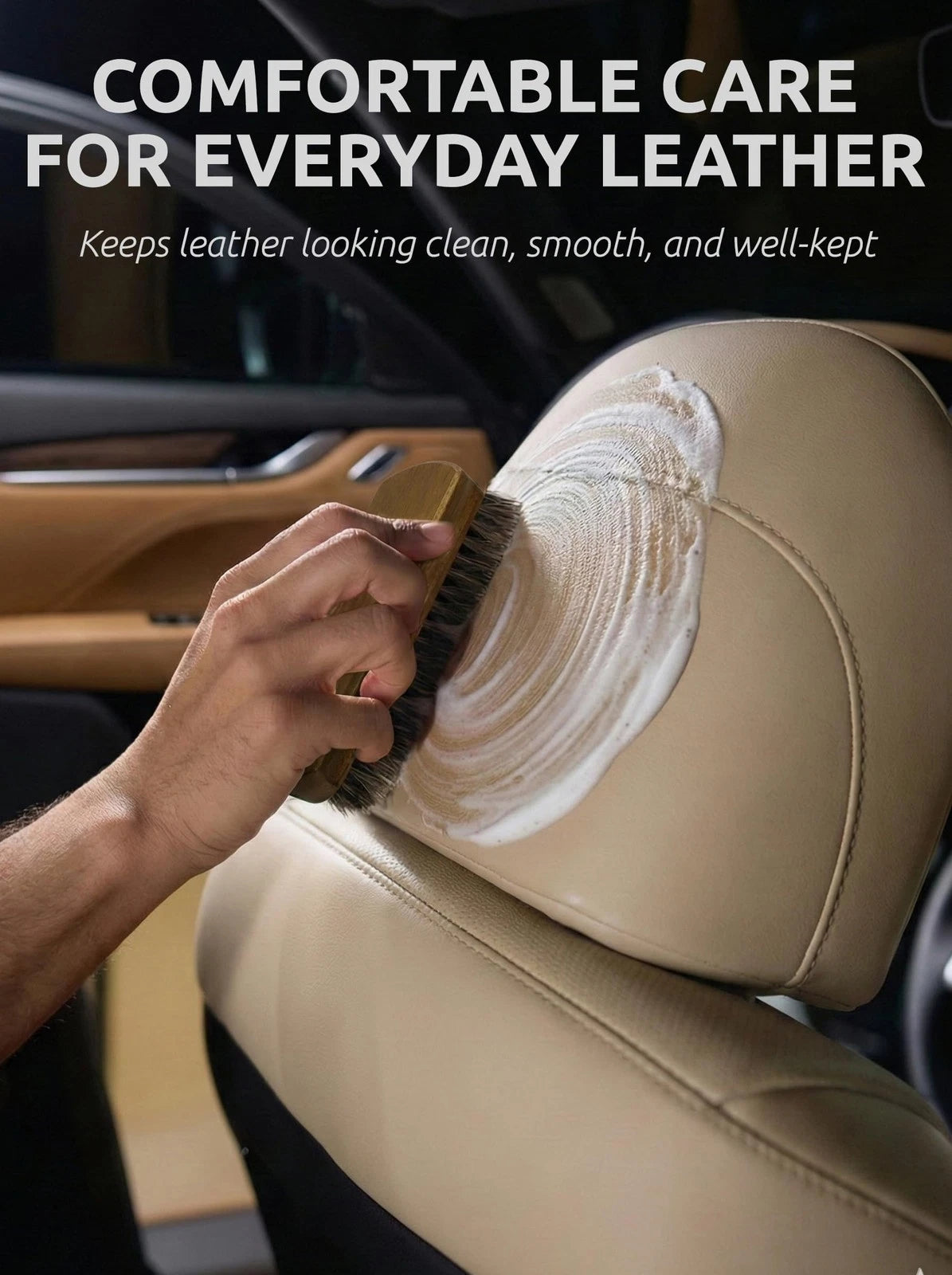 Set of 2 Leather & Upholstery Cleaning Brushes - Horse Hair Bristle