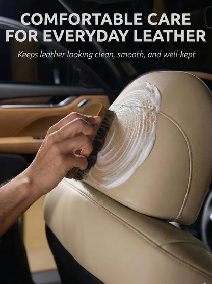 Set of 2 Leather & Upholstery Cleaning Brushes - Horse Hair Bristle