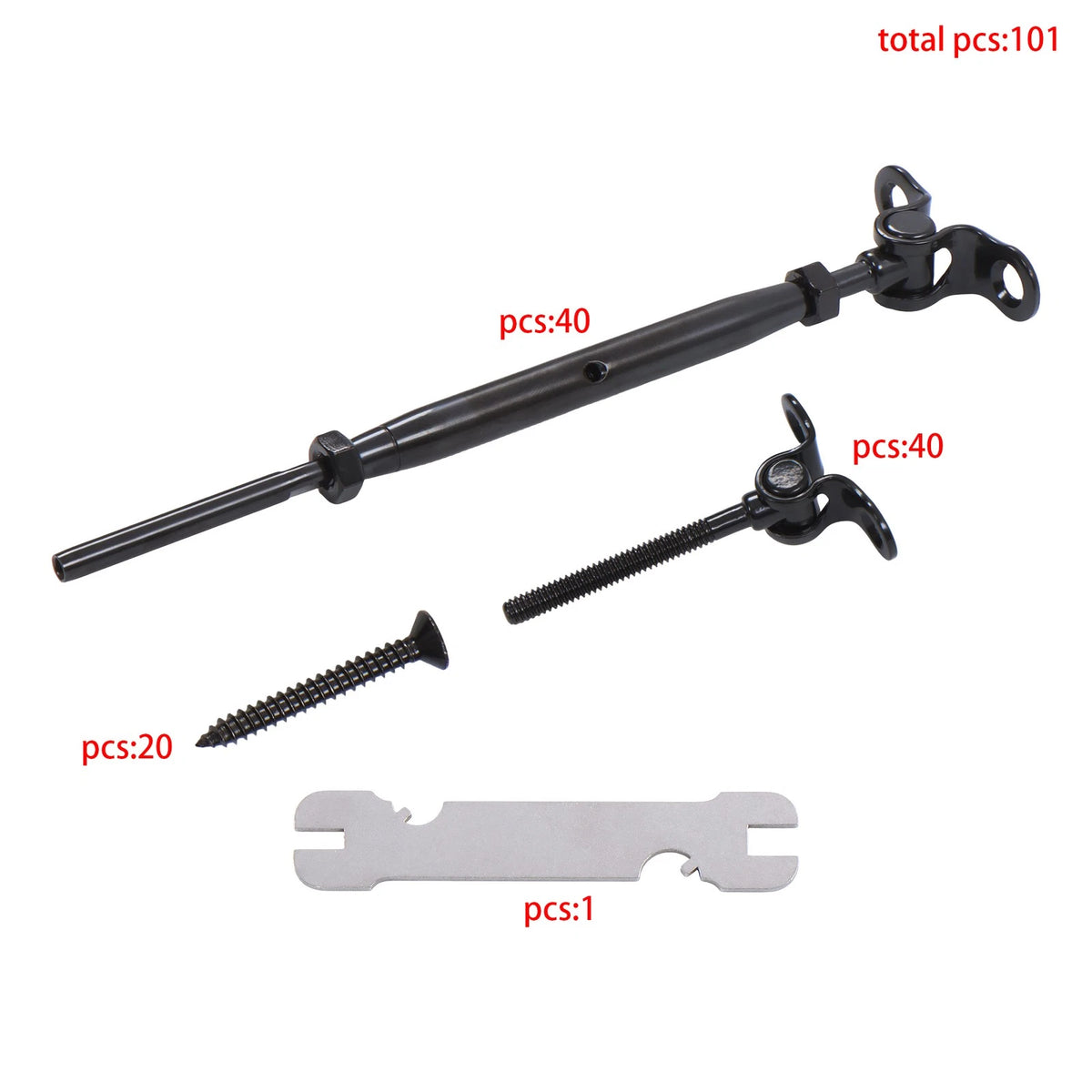 40 Pairs Adjustable Cable Railing Hardware Kit for Swivel Adjuster