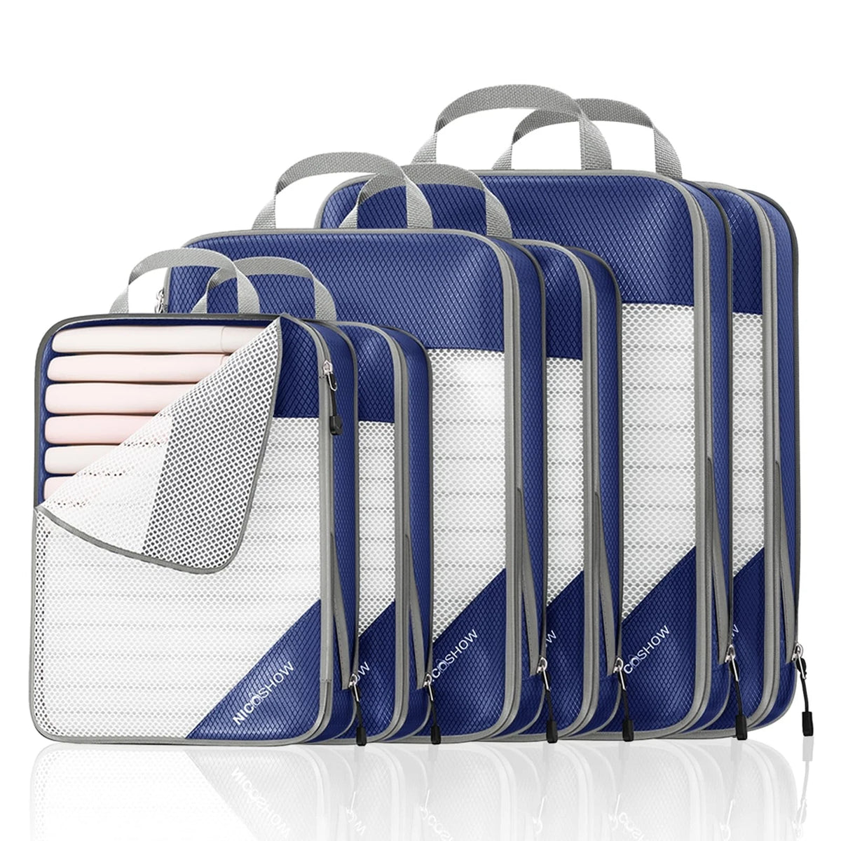 6 Set Compression Packing Cubes for Travel - Lightweight, Compressible Storage