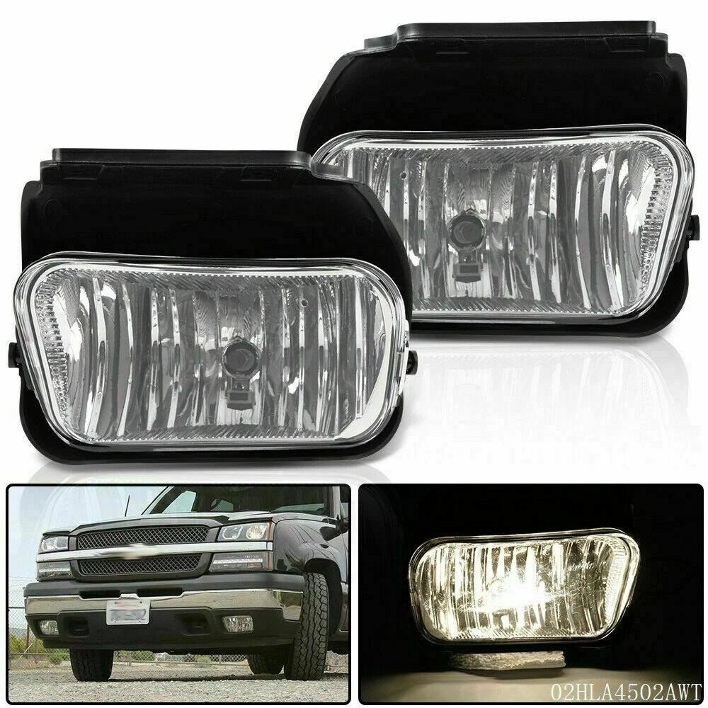 Fog Light Lamp Bezel + Bulb for Silverado Avalanche (2003–2006) J-02HLA4502AWT, OEM#15190983, 15190982